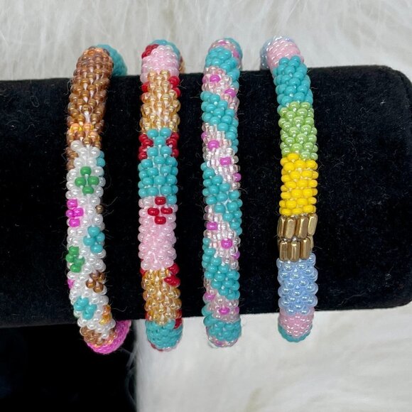 HAND CRAFTED in Nepal Beaded Bracelets (set of 4) #1006 - Picture 6 of 8